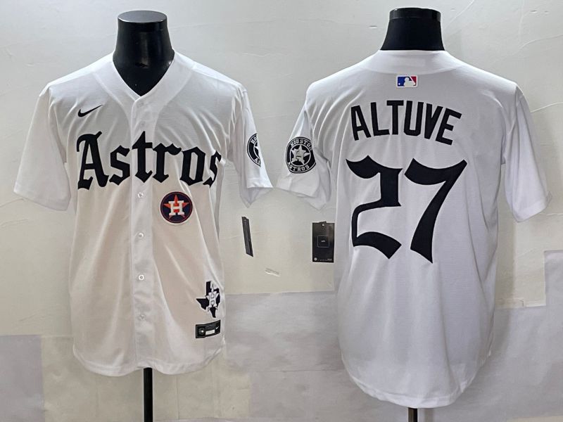 Men 2025 Houston Astros #27 Altuve White Five generations Joint Name Nike MLB Jersey style 17->houston astros->MLB Jersey
